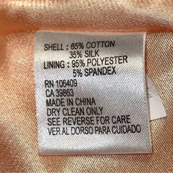 Antonio Melani Peach Square Neck Dress Size 2 Silk Cotton Midi Formal Lined - Picture 9 of 9